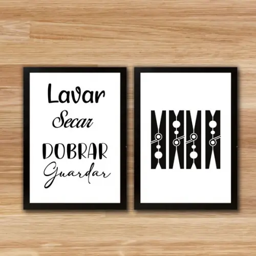 Kit Quadros Lavanderia Decoração Presente para Mãe Criativo