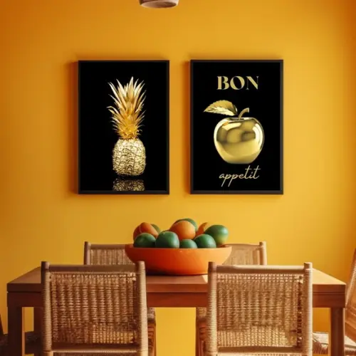 Kit Quadros para Cozinhas Modernas Bon Apetit Frutas 33x43cm