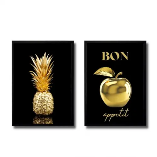 Kit Quadros para Cozinhas Modernas Bon Apetit Frutas 33x43cm