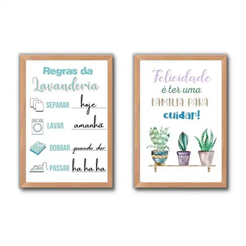 Kit Quadros Regras da Lavanderia c/ Frases Divertidas 30x40