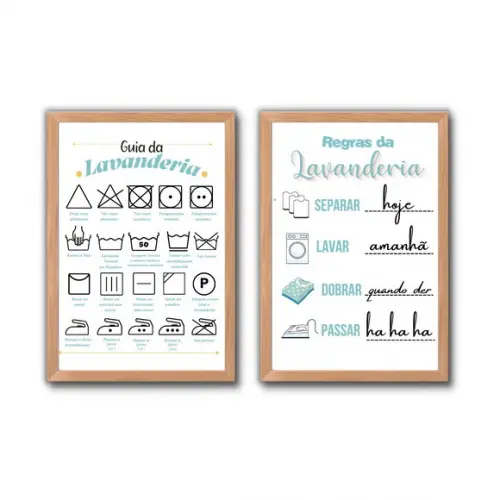 kit quadros regras da lavanderia com frases divertidas 30x40