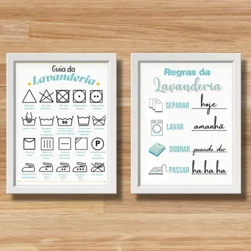 kit quadros regras da lavanderia com frases divertidas 30x40
