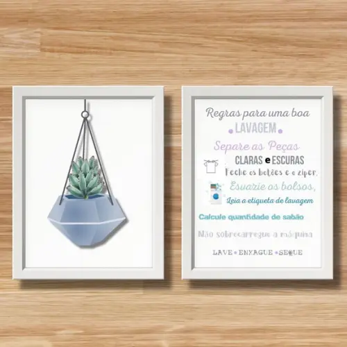 kit quadros regras da lavanderia com frases humor 30x40cm