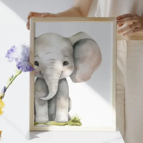 Kit Quadros Safari Infantil Bíblico Leão Elefante com Vidro