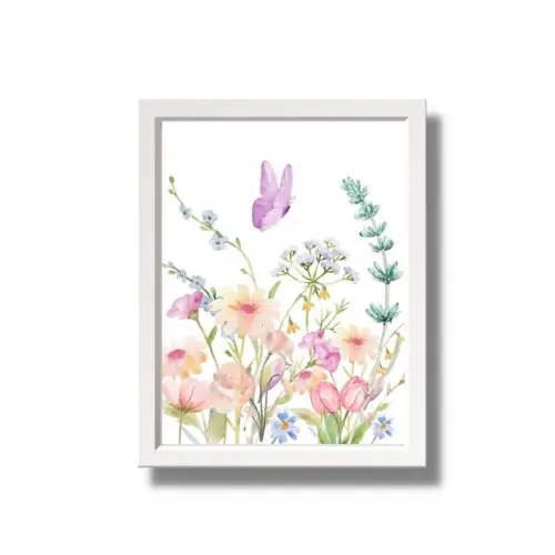 Kit Quaros Delicados Flores Decoração Fofa Quarto com Vidro