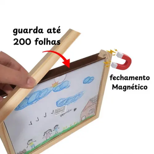 Moldura Infantil para Guardar Desenhos A4 | Moldura Madeira