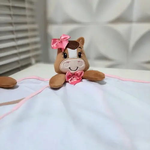 Naninha de Bebe Menina Cavalinho Algodão Prendedor Chupeta