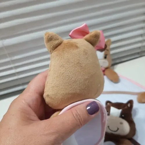 Naninha de Bebe Menina Cavalinho Algodão Prendedor Chupeta