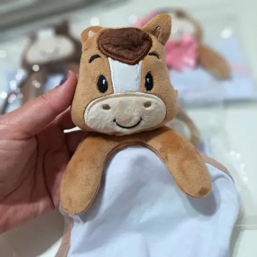 Naninha para Bebê Cavalinho com Prendedor de Chupeta Algodão