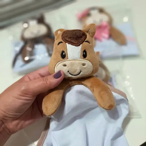 Naninha para Bebê Cavalinho com Prendedor de Chupeta Algodão