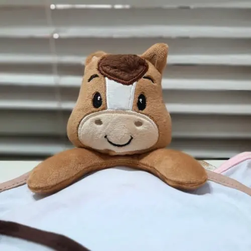 Naninha para Bebê Cavalinho com Prendedor de Chupeta Algodão