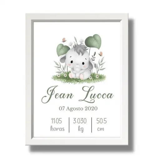 Nascimento Quadro Quarto de Bebe Azul Menino 33x43 com Vidro