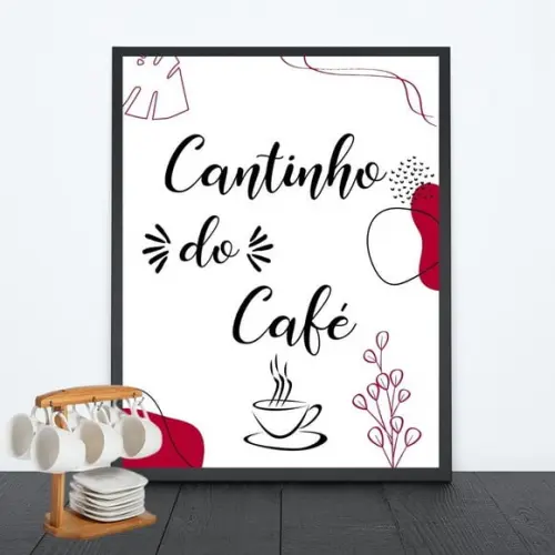 Quadrinho Cantinho do Café com Moldura e Vidro 30x40cm