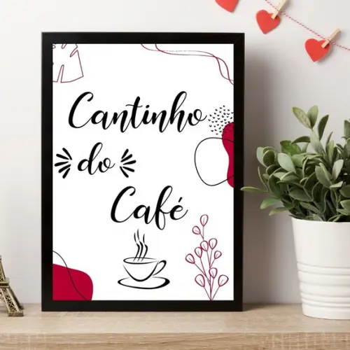 Quadrinho Cantinho do Café com Moldura e Vidro 30x40cm