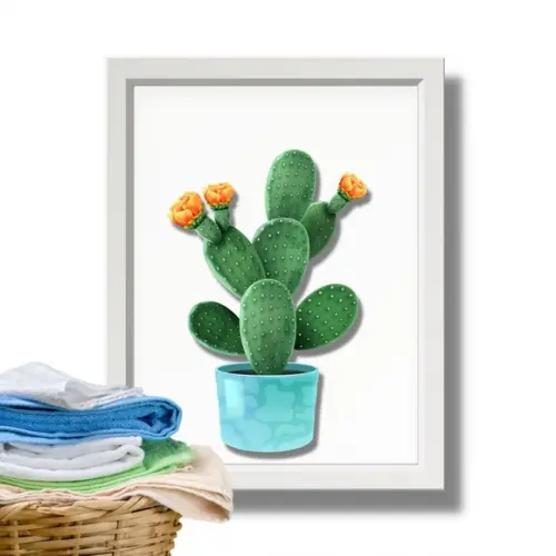 Quadrinho Decorativo Lavanderia e Cozinha Cactos 30x40cm