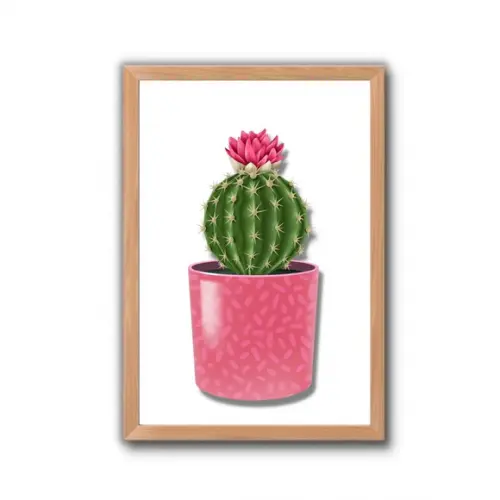 Quadrinho Decorativo Lavanderia e Cozinha Vaso Cacto 30x40cm