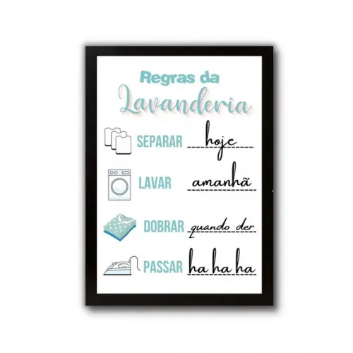 Quadrinho Decorativo para Lavanderia 30x40 c/ Frases