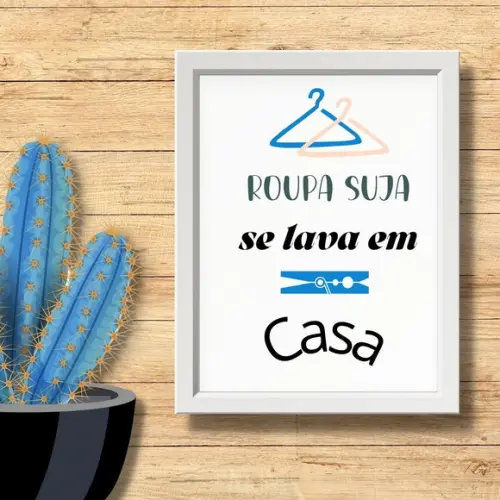Quadrinho Divertido para Lavanderia 30x40 com Moldura/vidro