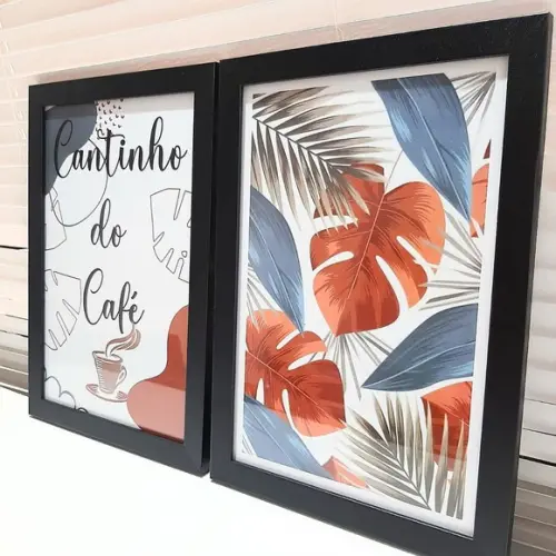 Quadrinhos Cantinho do Café Moderno 2 Peças Moldura 23x33 cm