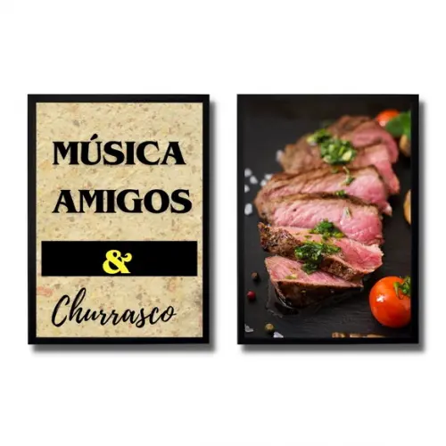 Quadrinhos Decorativos Churrasqueira Area Gourmet 30x40 cm