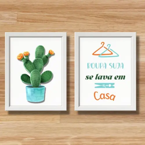 Quadrinhos Decorativos Lavanderia Frases Personalizado 30x40