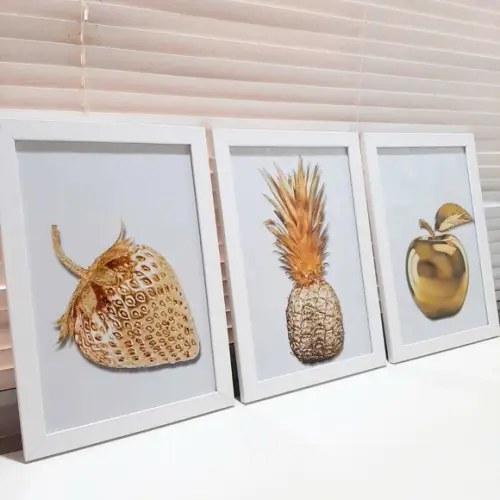 Quadrinhos Decorativos para Cozinha 3 Peças c/ Vidro 23x33cm
