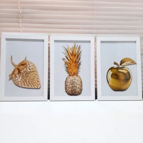 Quadrinhos Decorativos para Cozinha 3 Peças c/ Vidro 23x33cm