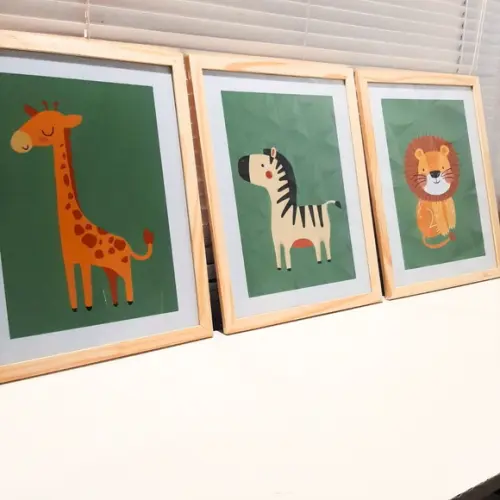 Quadrinhos Decorativos Quarto de Menino Safari 33x43 cm