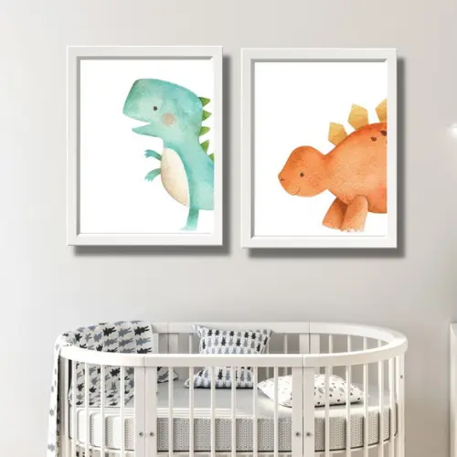 Quadrinhos Dinossauro Moldura Branca com Vidro 23x33 cm