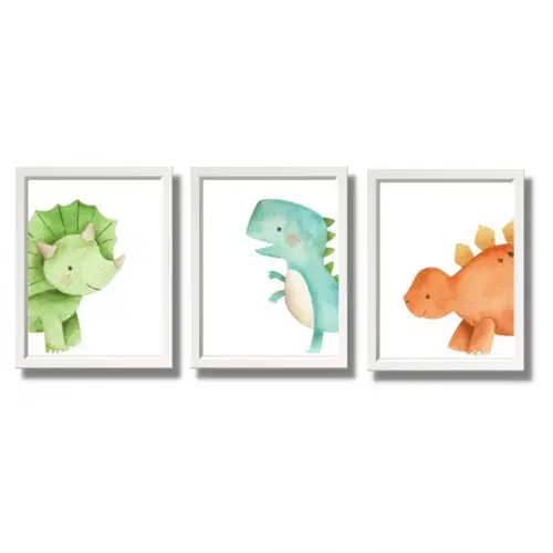 Quadrinhos Dinossauro Quarto de Bebê com Vidro 23x33cm