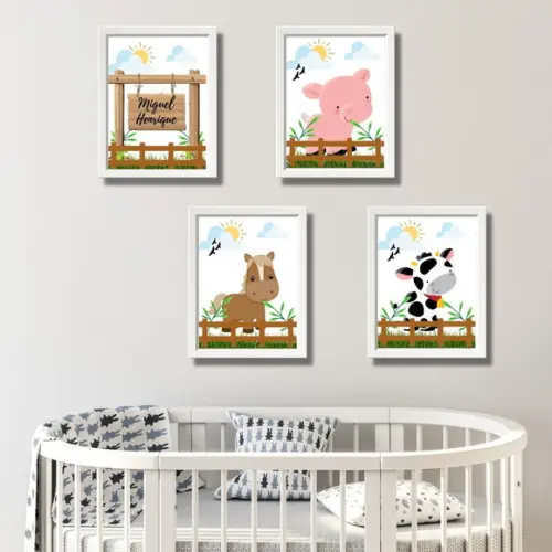 Quadrinhos Fazendinha Personalizado 20x30cm Moldura c/ Vidro