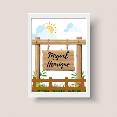 Quadrinhos Fazendinha Personalizado 20x30cm Moldura c/ Vidro