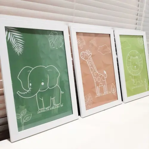 Quadrinhos para Quarto de Menina Animais Moderno 23x33 cm