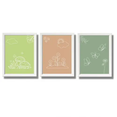Quadrinhos para Quarto de Menina Minimalista Flores 23x33 cm