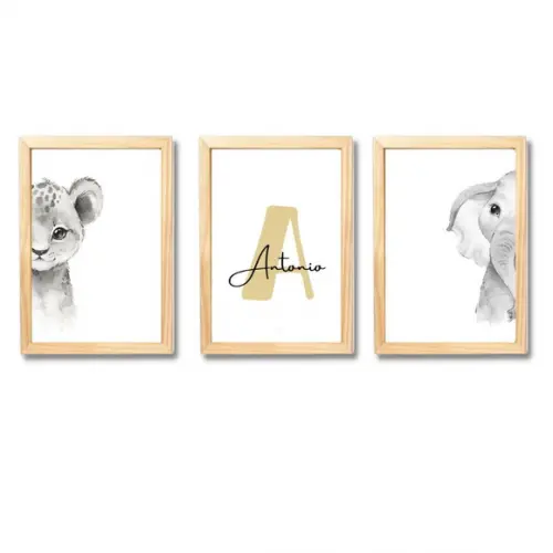 Quadrinhos Personalizados Safari com Nome Antonio 23x33 cm