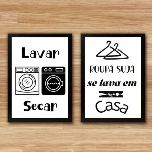 Quadrinhos Regras da Lavanderia com Frases Divertidas 30x40