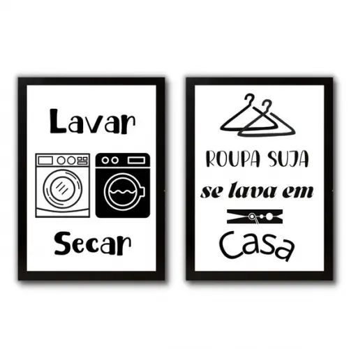 Quadrinhos Regras da Lavanderia com Frases Divertidas 30x40