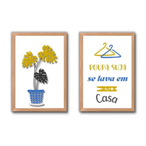 Quadrinhos Regras da Lavanderia com Frases Humor 30x40cm