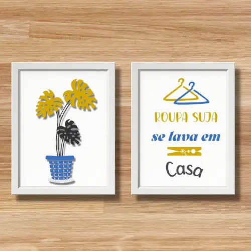 Quadrinhos Regras da Lavanderia com Frases Humor 30x40cm