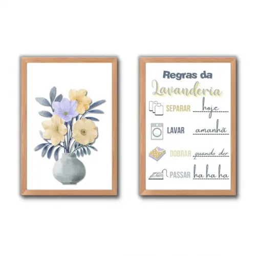 quadrinhos regras da lavanderia decorativo c/ moldura 30x40