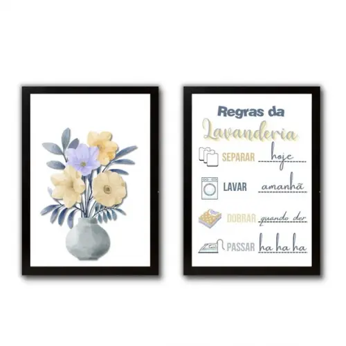 quadrinhos regras da lavanderia decorativo c/ moldura 30x40