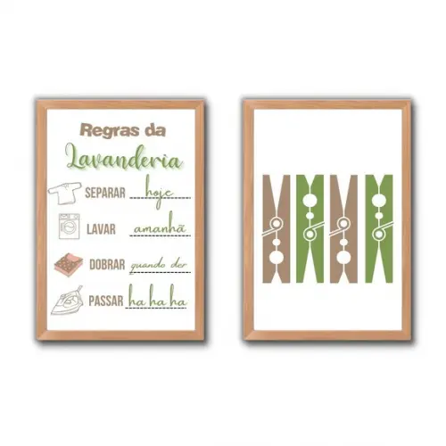 quadrinhos regras da lavanderia decorativo com moldura/vidro