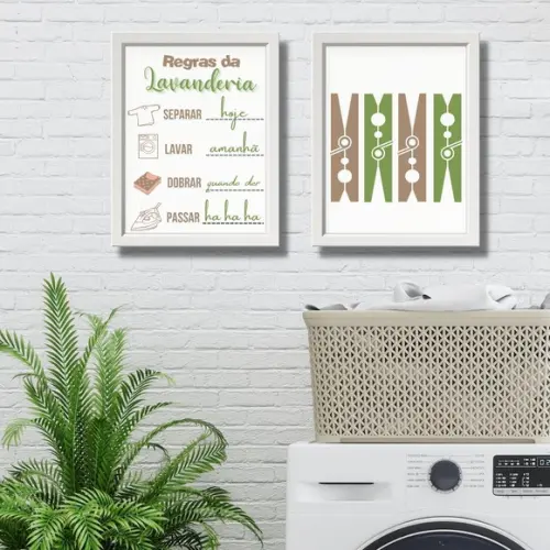 quadrinhos regras da lavanderia decorativo com moldura/vidro