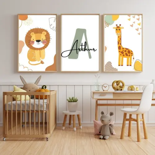 Quadrinhos Safari Nome Personalizado Girafa Moldura 23x33 cm