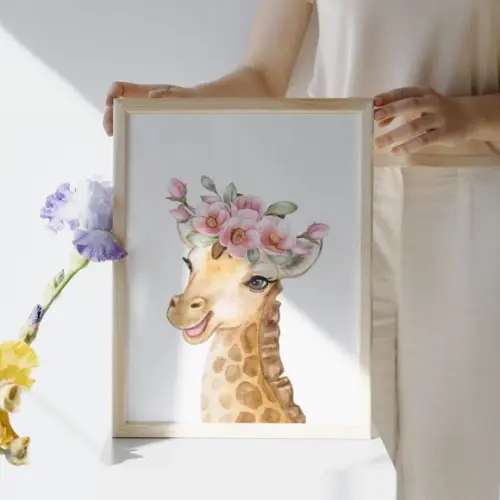 Quadro Animais para Quarto de Menina Personalizado com Vidro