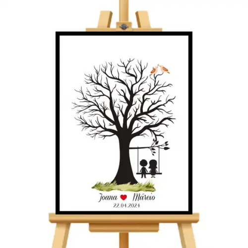 Quadro Assinatura Digital Casamento Moldura+vidro+carimbeira