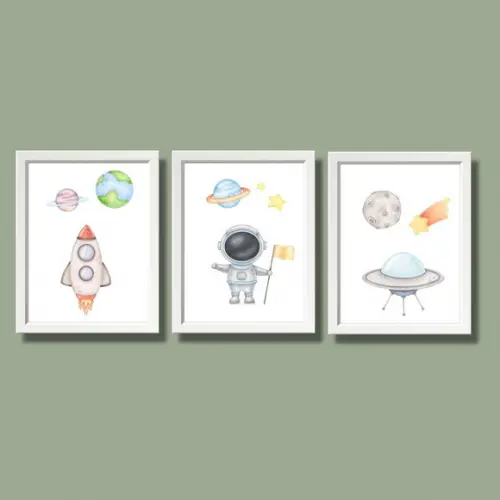 Quadro Astronauta Aquarela Quarto Infantil Menino 20x30 cm