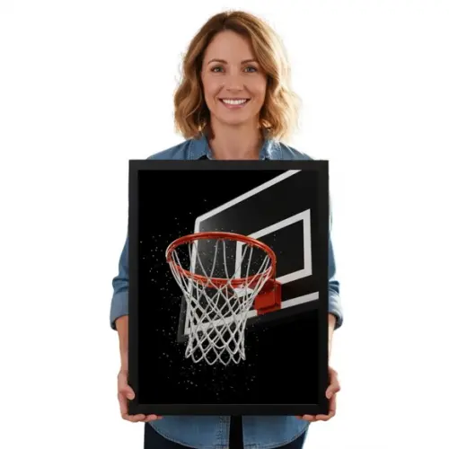 Quadro Basquete Infantil Decoração Quarto Menino com Vidro