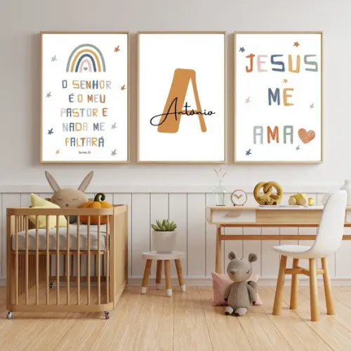 Quadro Bíblico Decorativo Infantil Frases Bíblicas Versículo