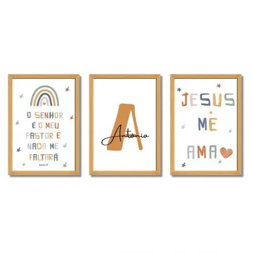 Quadro Bíblico Decorativo Infantil Frases Bíblicas Versículo